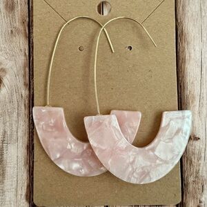 Pink Marbled Hoop Earrings. Lightweight Resin. Brand new.